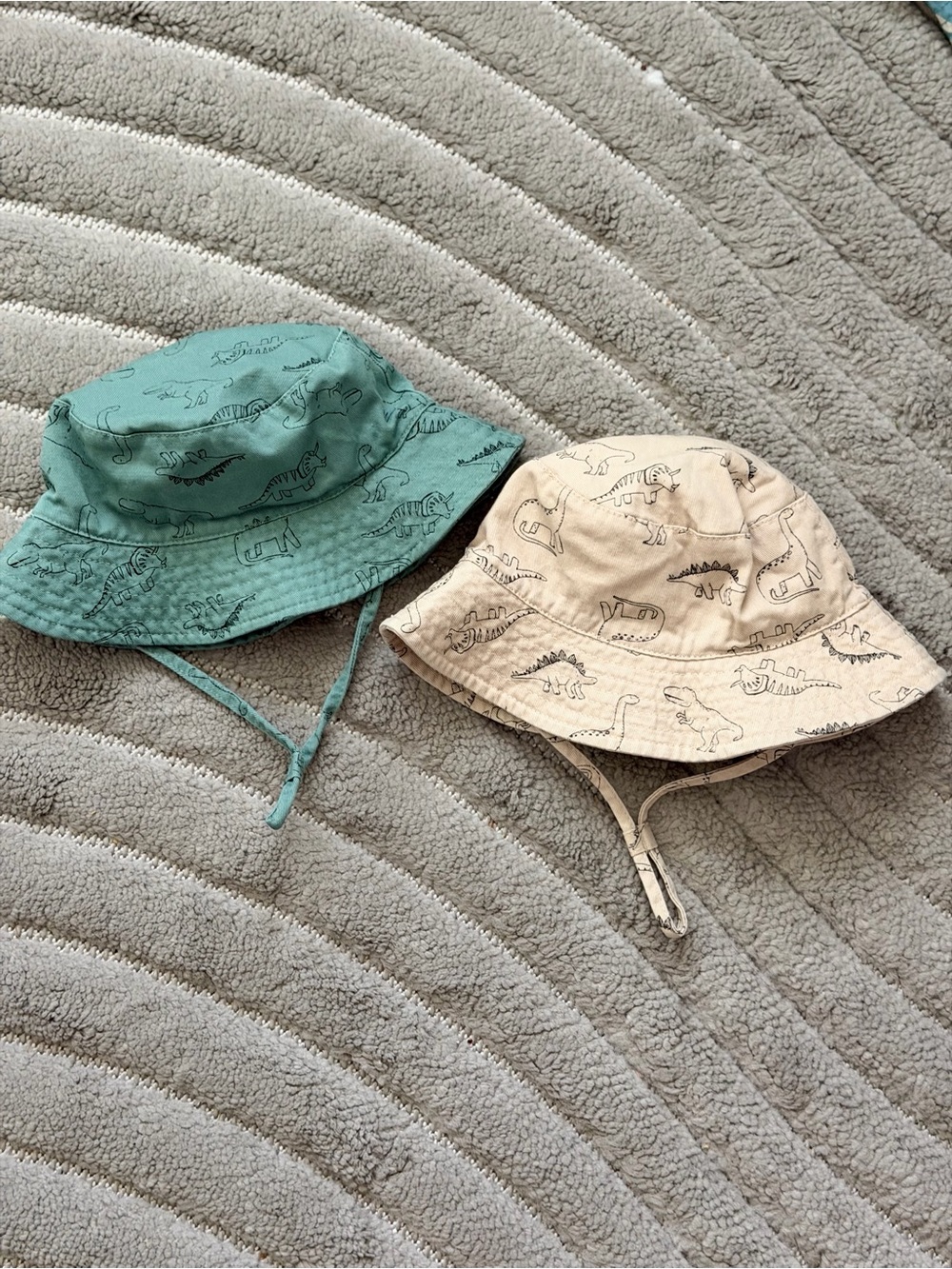 Kids Dino Bucket Hat for Sun - Green and Beige
